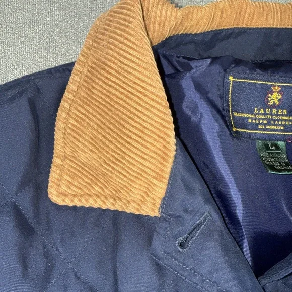 Vtg LAUREN Ralph Lauren Jacket Mens Large  Quilted Corduroy Trim Chore Barn Coat - Picture 4 of 10